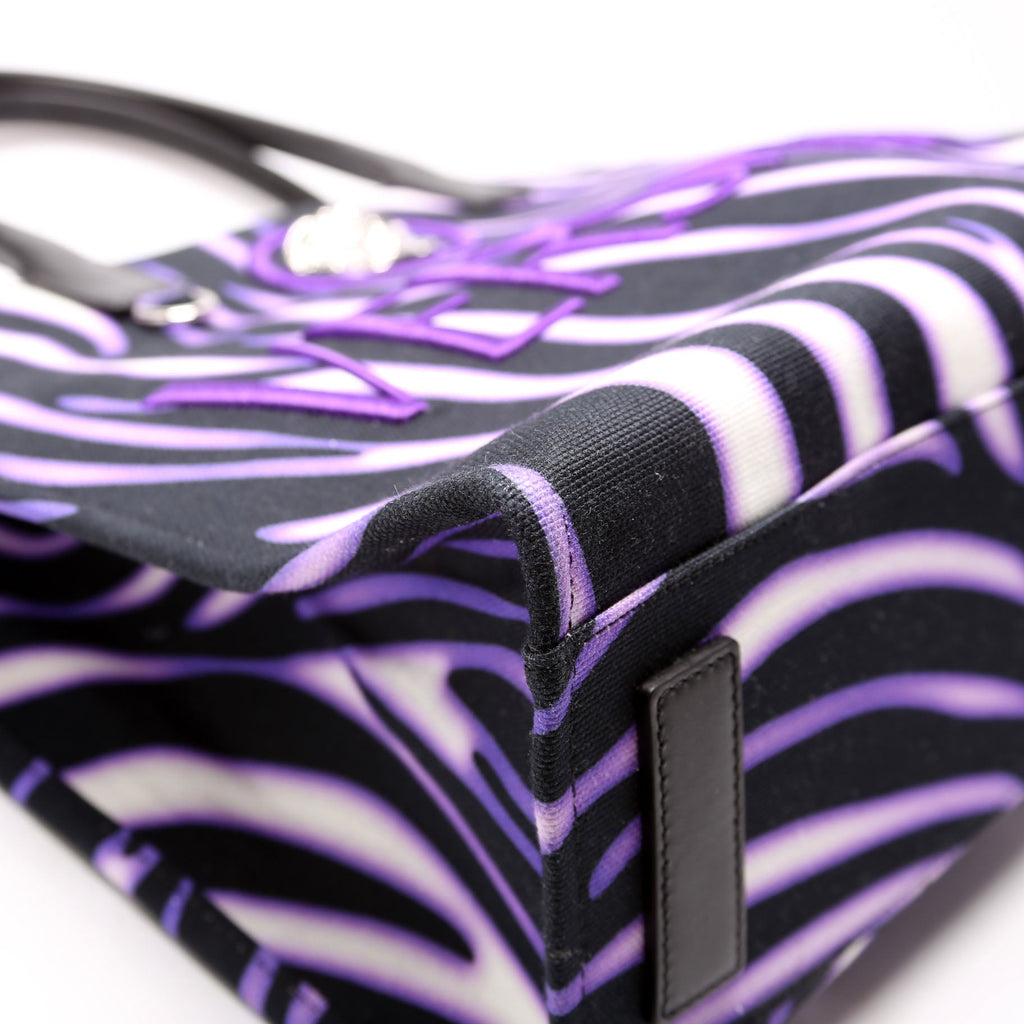 Medusa Zebra Print Box Tote Purple