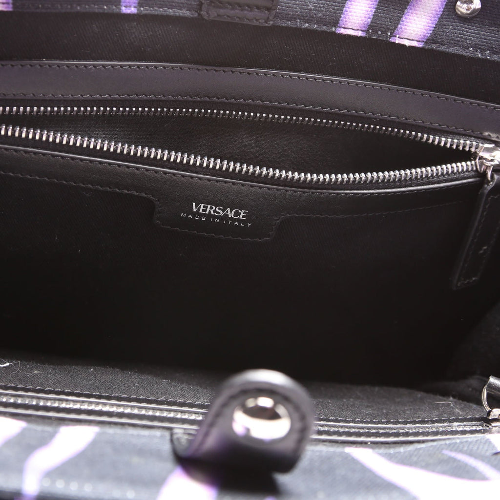 Medusa Zebra Print Box Tote Purple