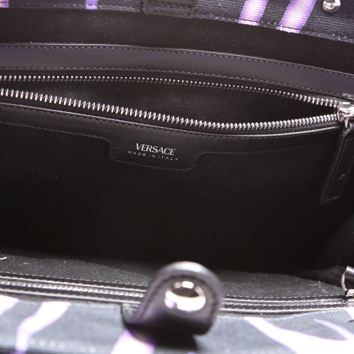 Medusa Zebra Print Box Tote Purple