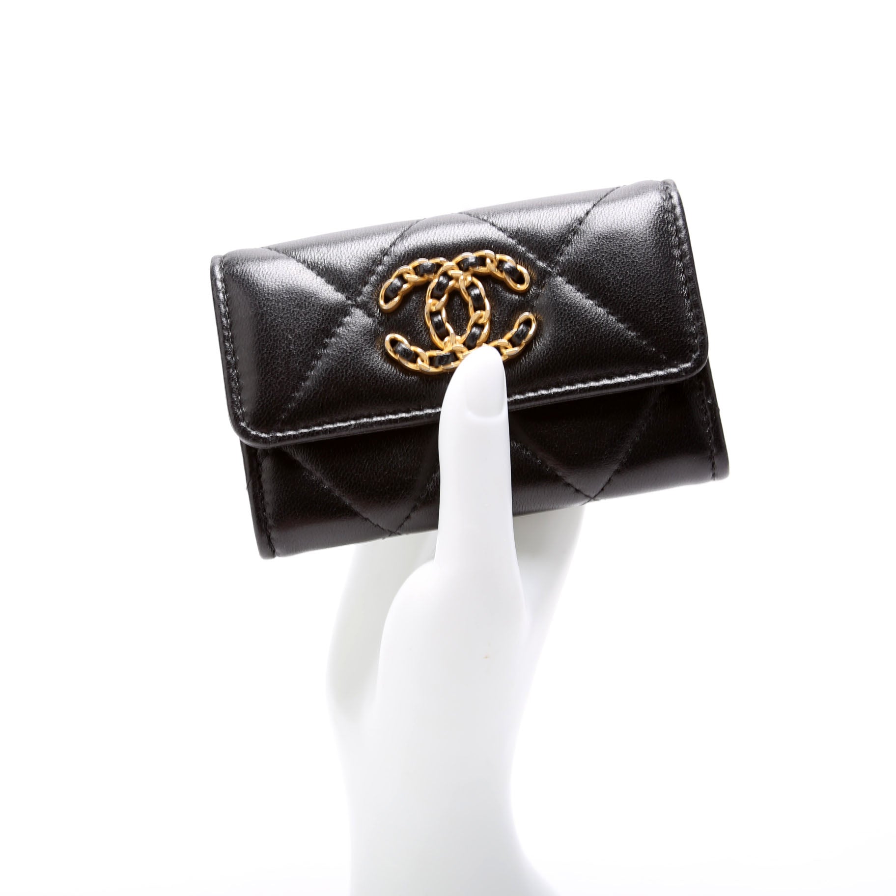 Quilted Lambskin 19 Flap Card Holder