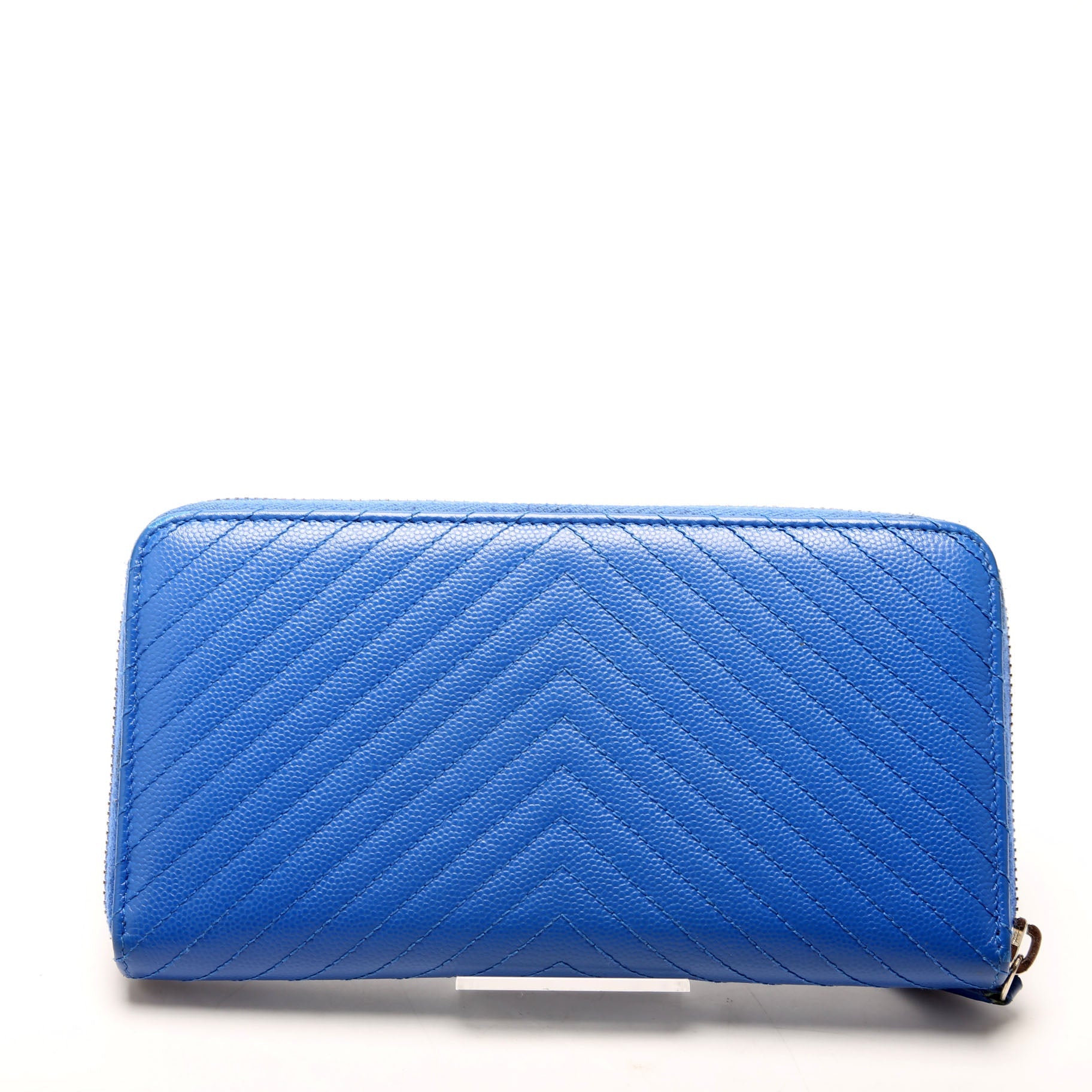 Chevron Zip Around Wallet Blue