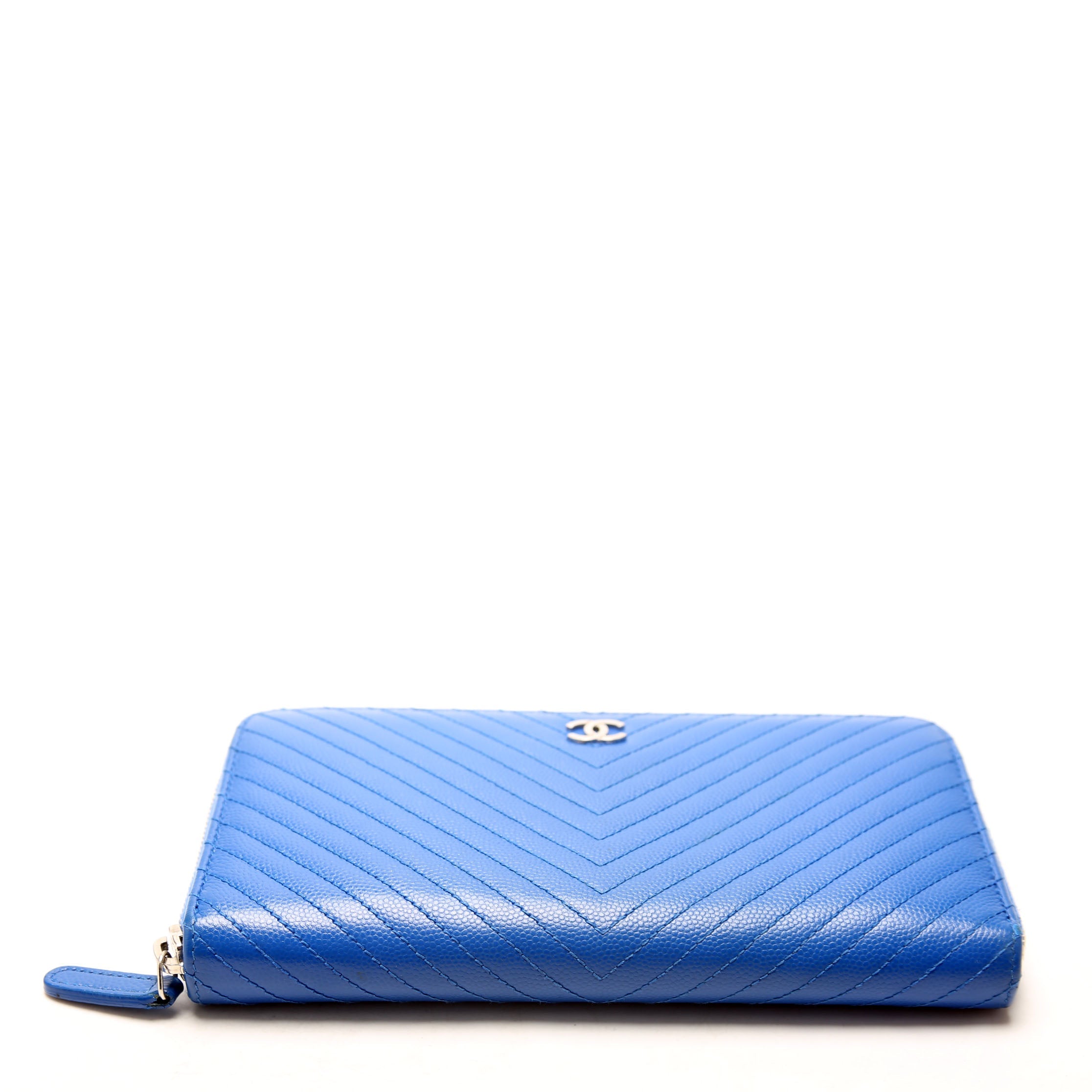 Chevron Zip Around Wallet Blue