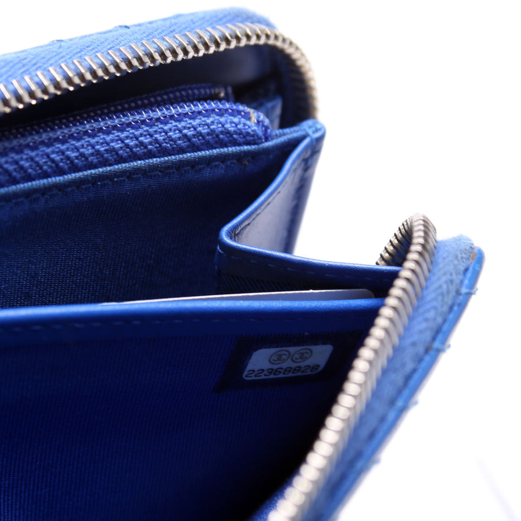 Chevron Zip Around Wallet Blue