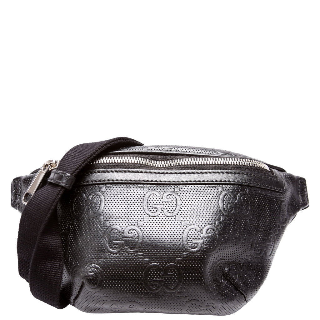 658582 GG Embossed Belt Bag Black