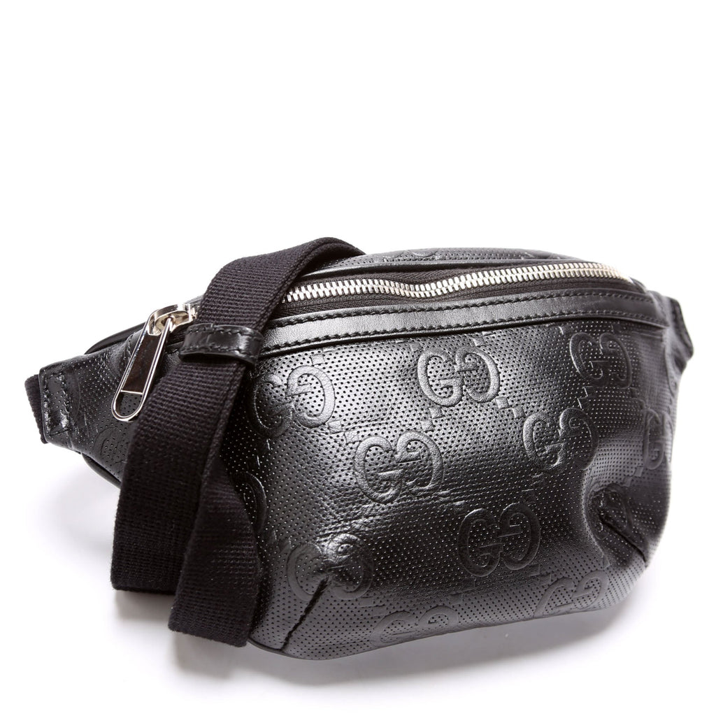 658582 GG Embossed Belt Bag Black