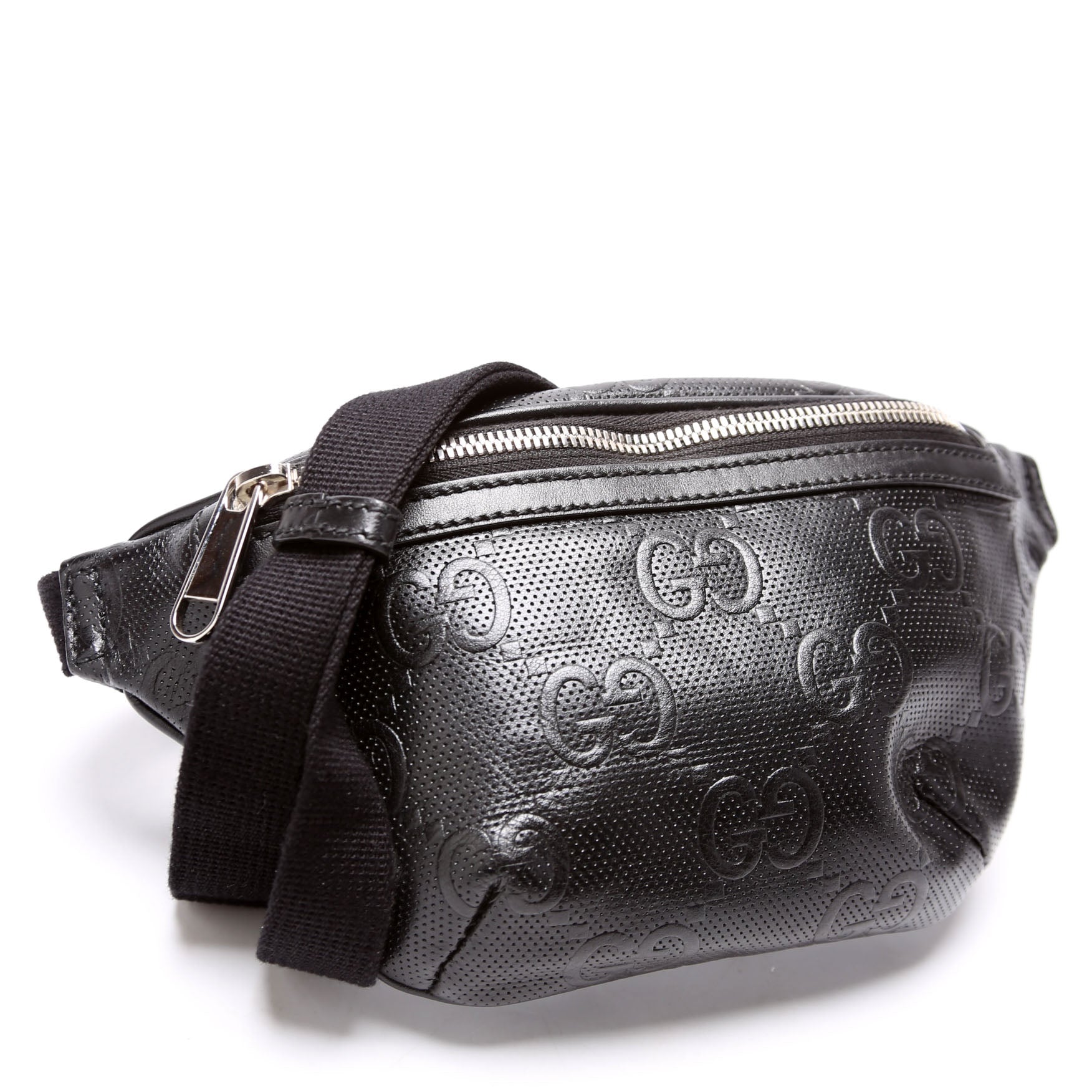 658582 GG Embossed Belt Bag Black