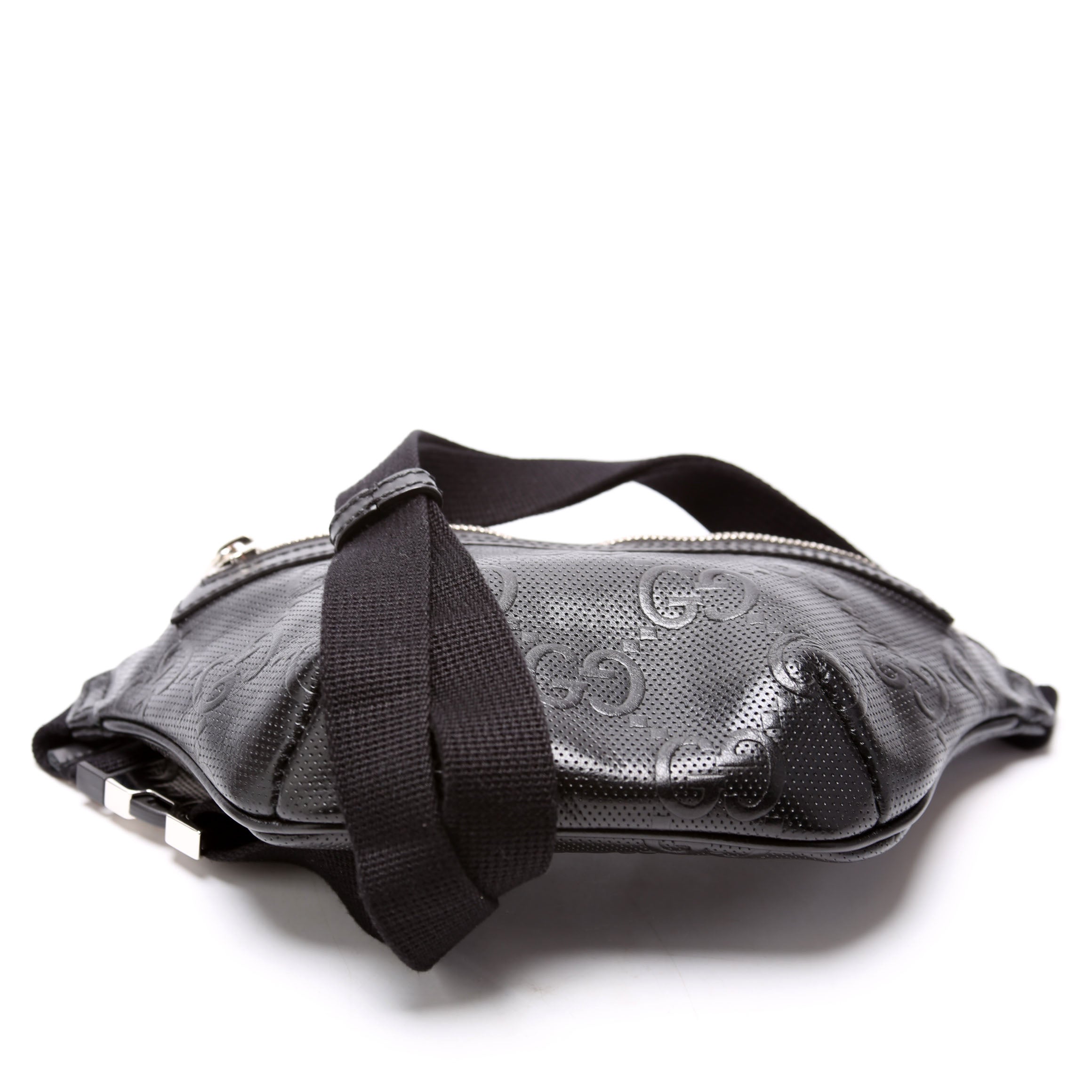 658582 GG Embossed Belt Bag Black