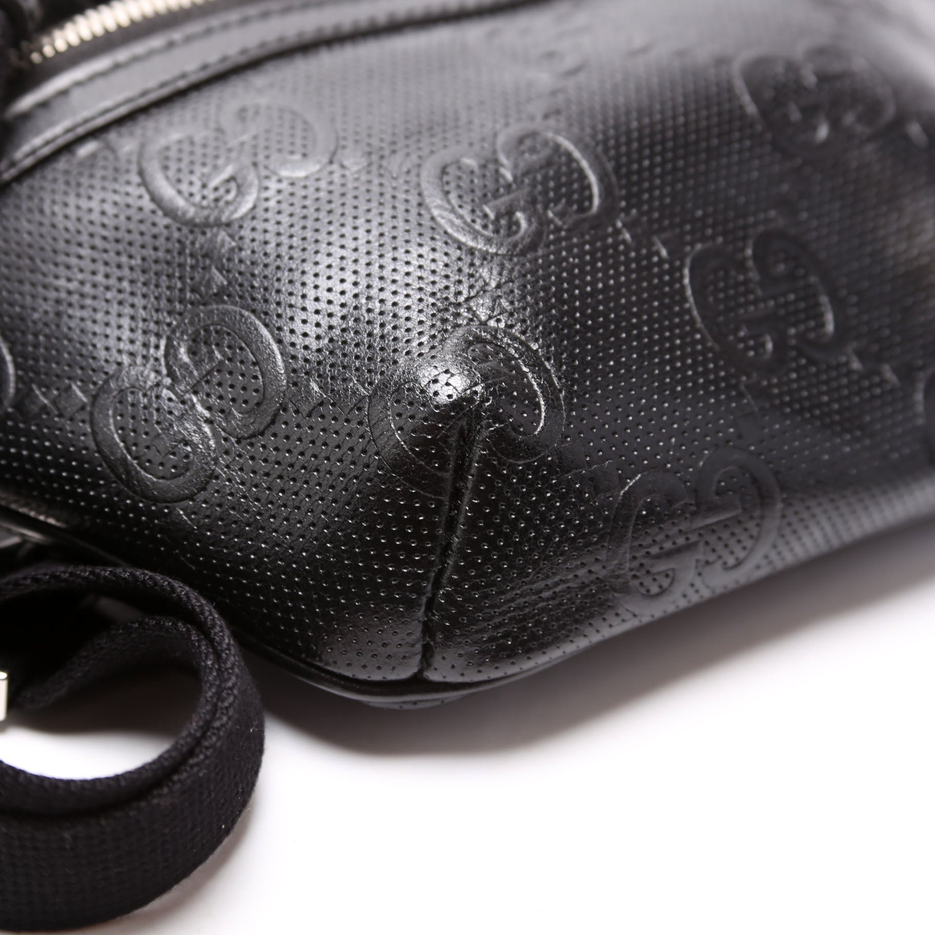 658582 GG Embossed Belt Bag Black