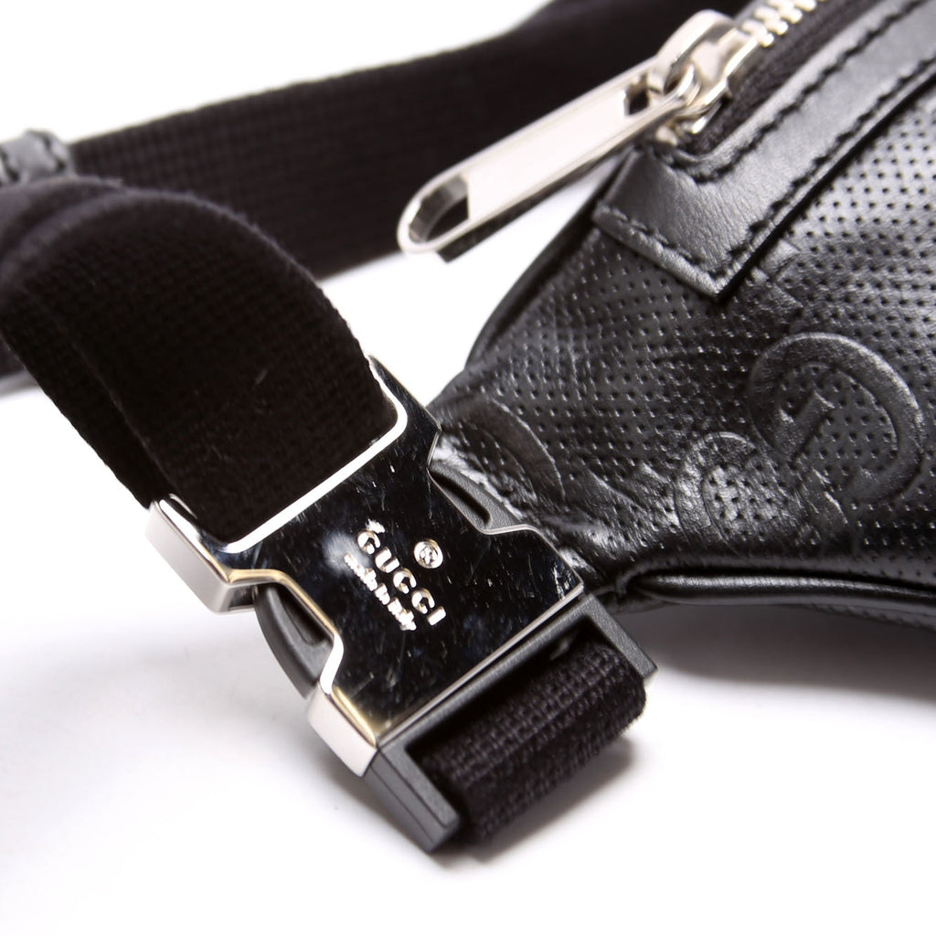 658582 GG Embossed Belt Bag Black