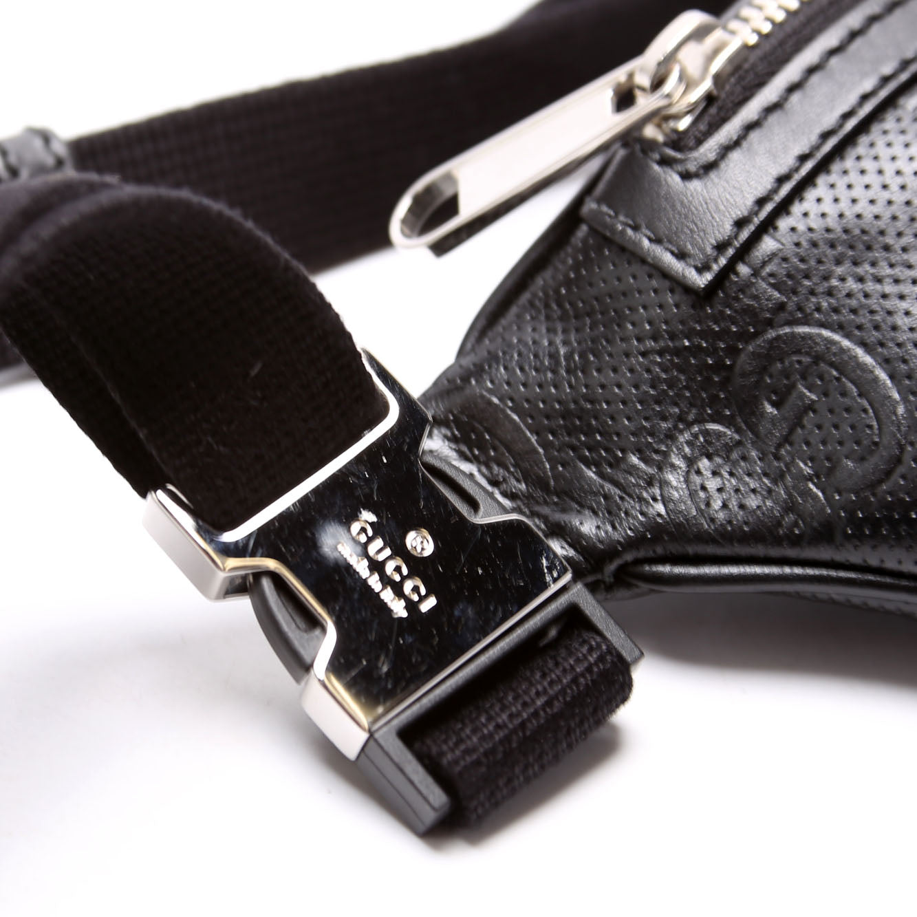 658582 GG Embossed Belt Bag Black