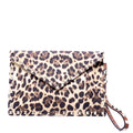 Rockstud Envelope Wristlet Clutch Leopard