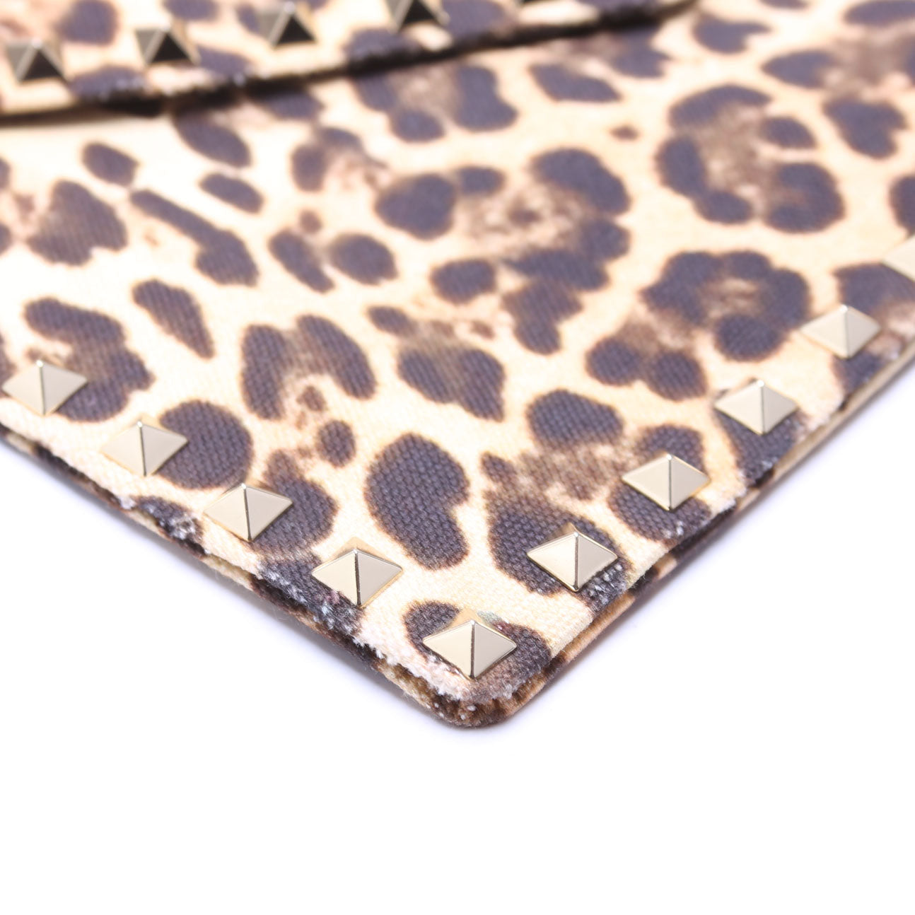 Rockstud Envelope Wristlet Clutch Leopard