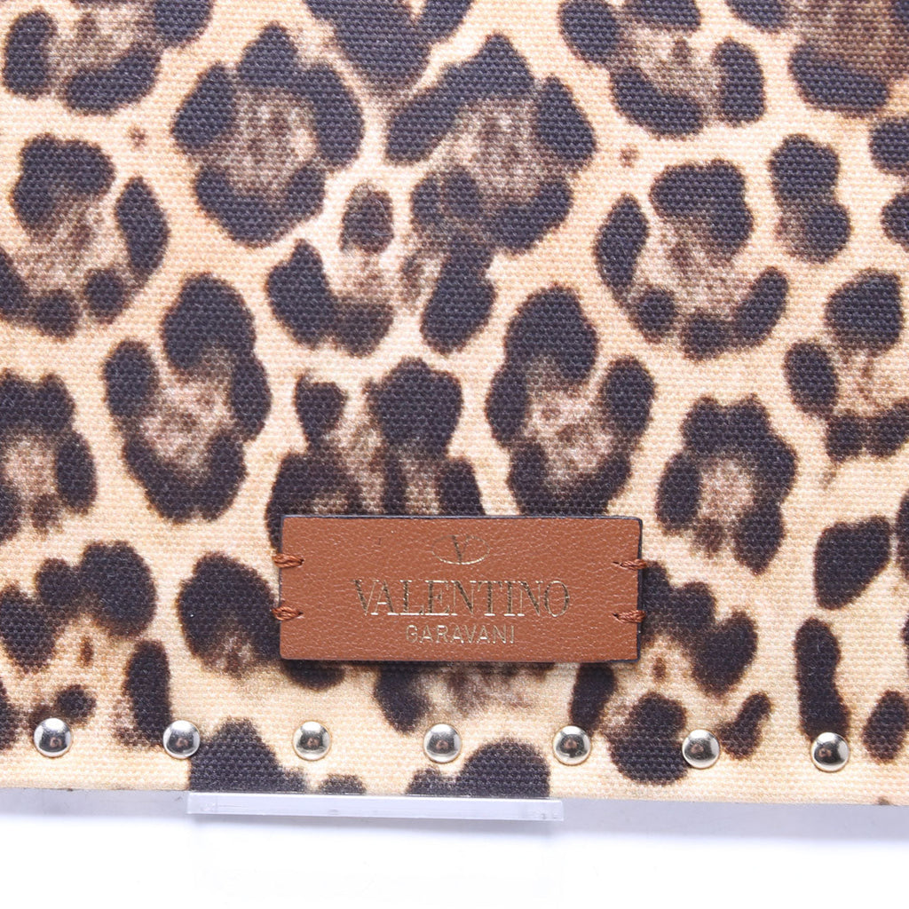 Rockstud Envelope Wristlet Clutch Leopard