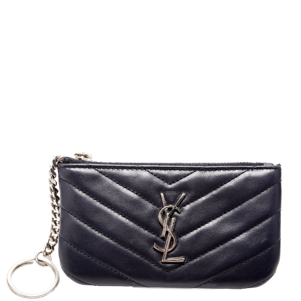 438386 Calfskin Matelasse Key Pouch Black