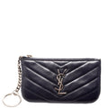 438386 Calfskin Matelasse Key Pouch Black