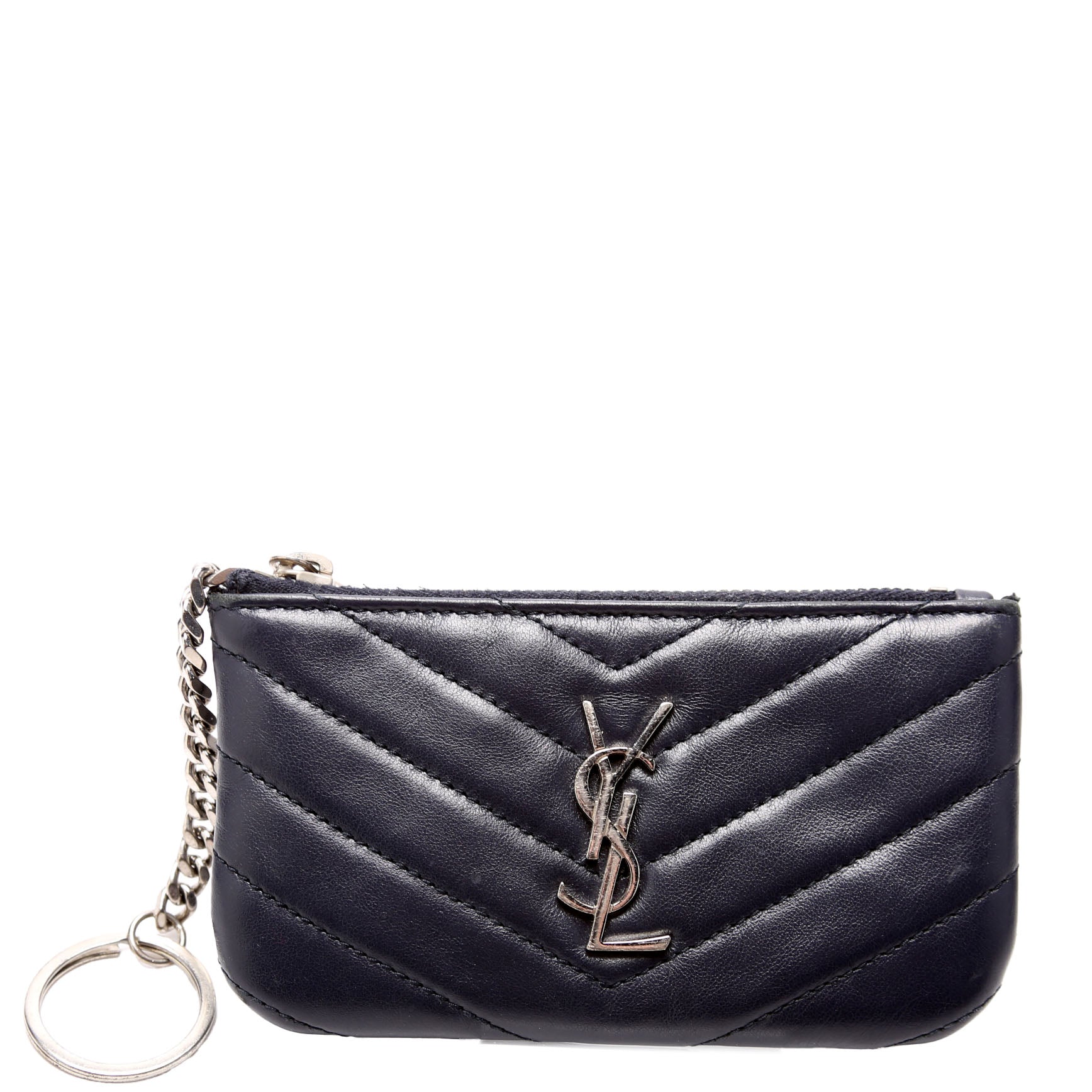 438386 Calfskin Matelasse Key Pouch Black