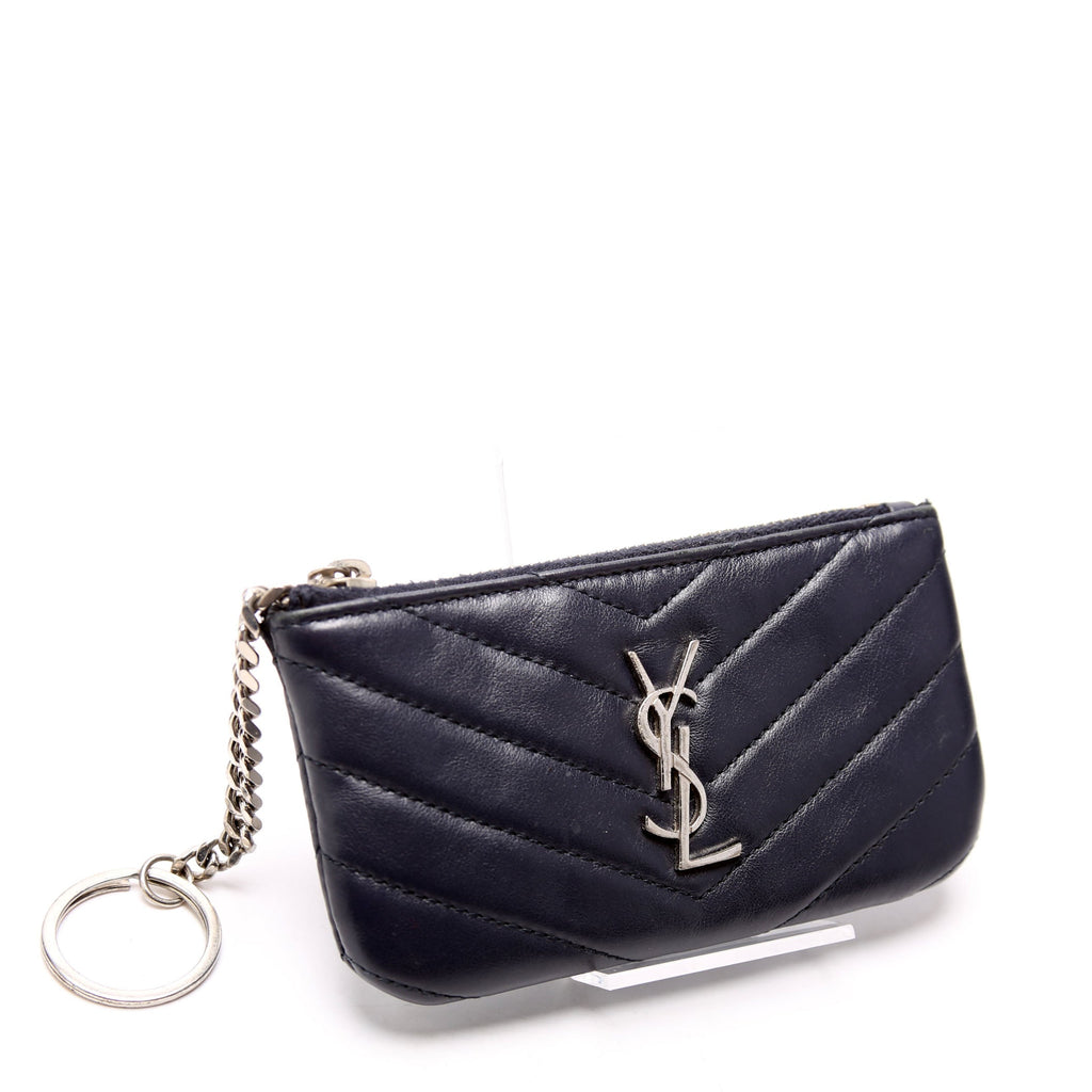 438386 Calfskin Matelasse Key Pouch Black