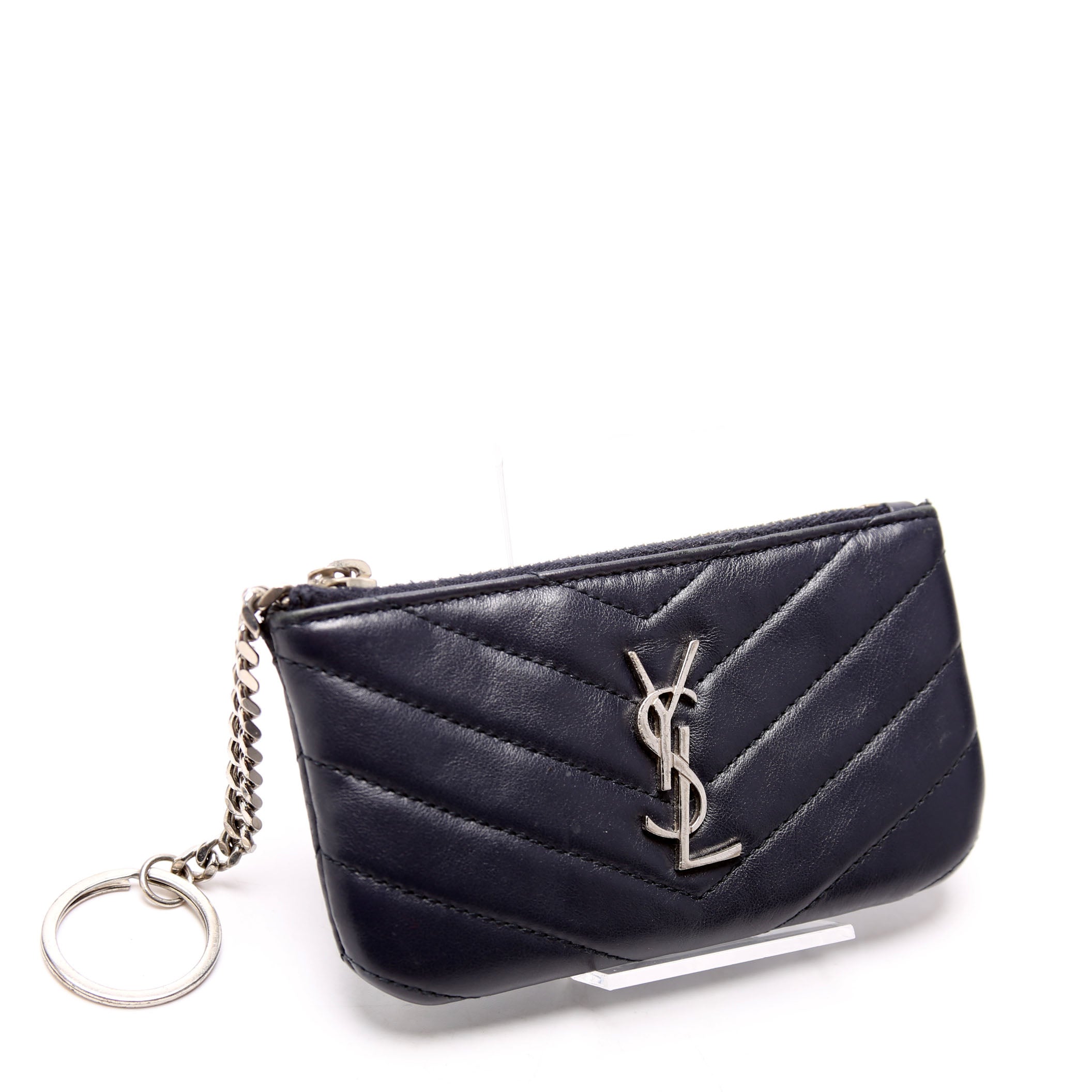 438386 Calfskin Matelasse Key Pouch Black