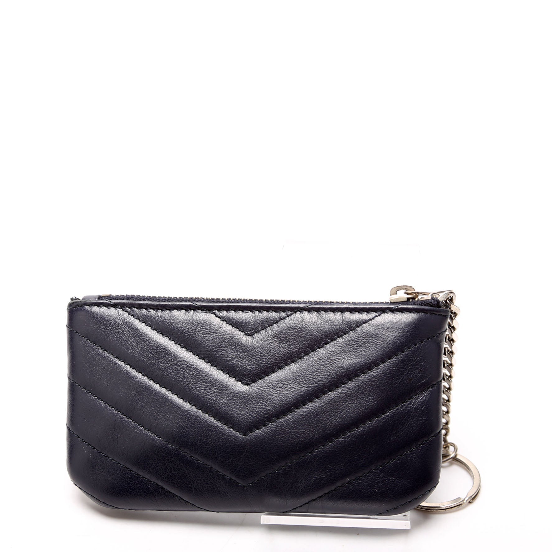 438386 Calfskin Matelasse Key Pouch Black