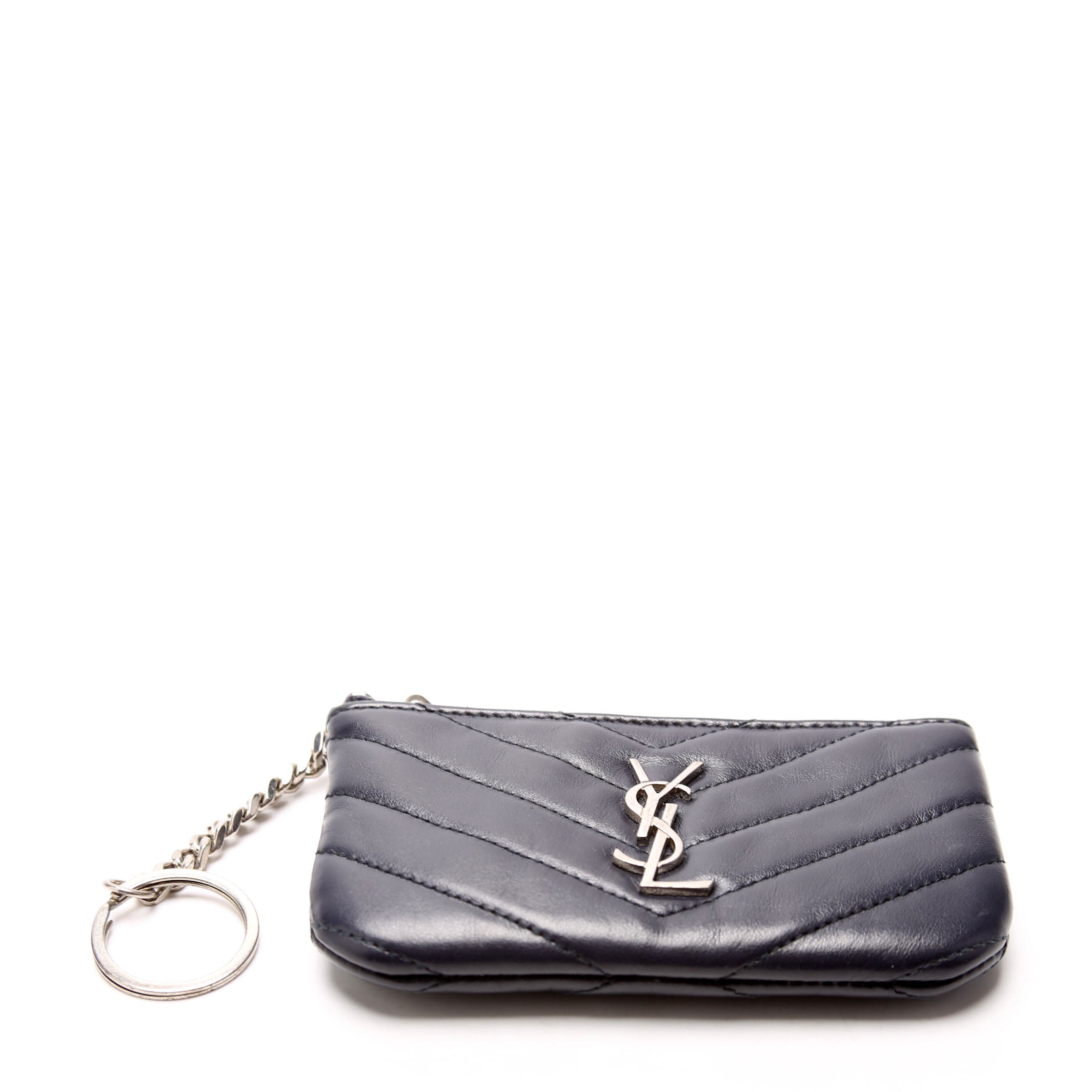 438386 Calfskin Matelasse Key Pouch Black