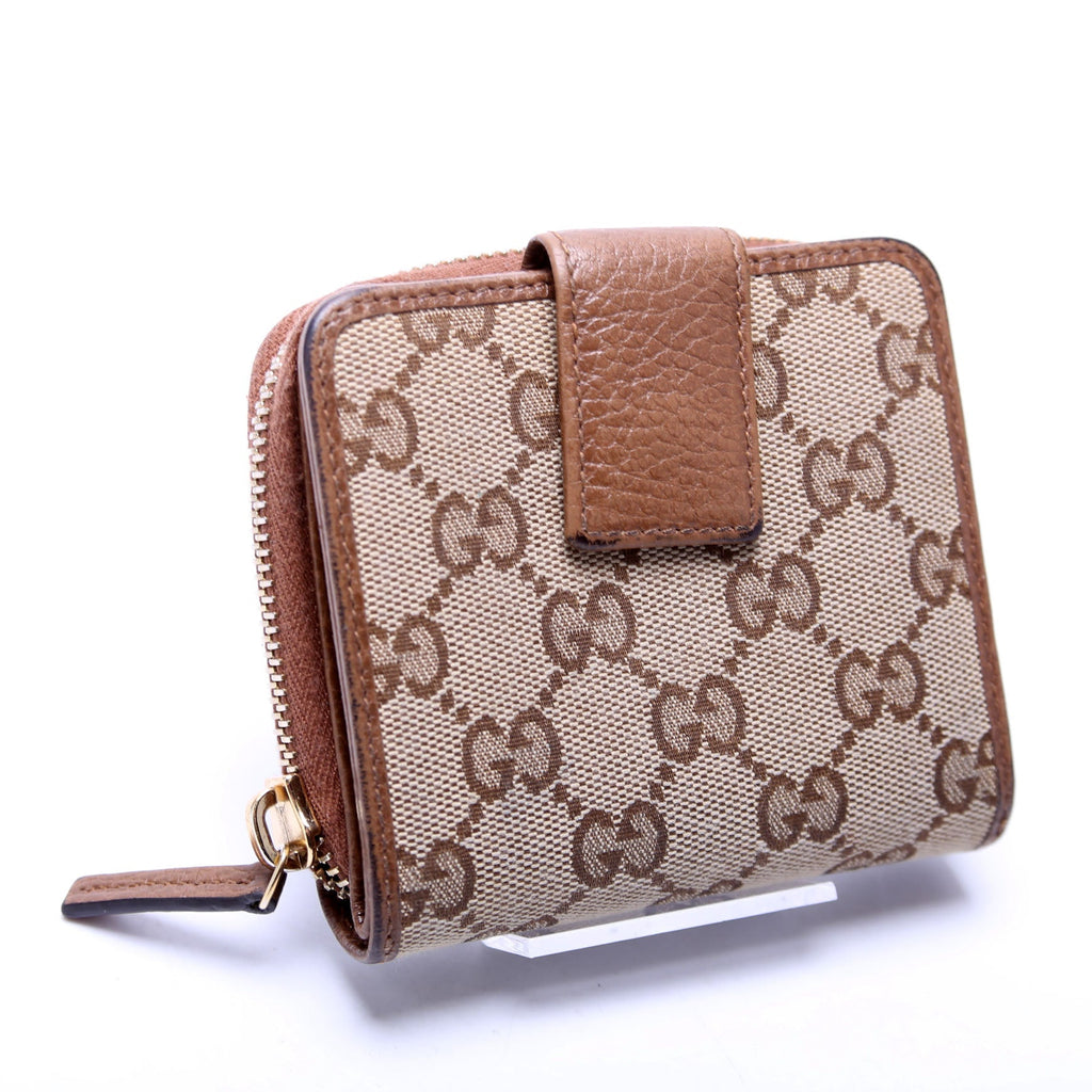 346056 GG Canvas Compact Wallet Brown