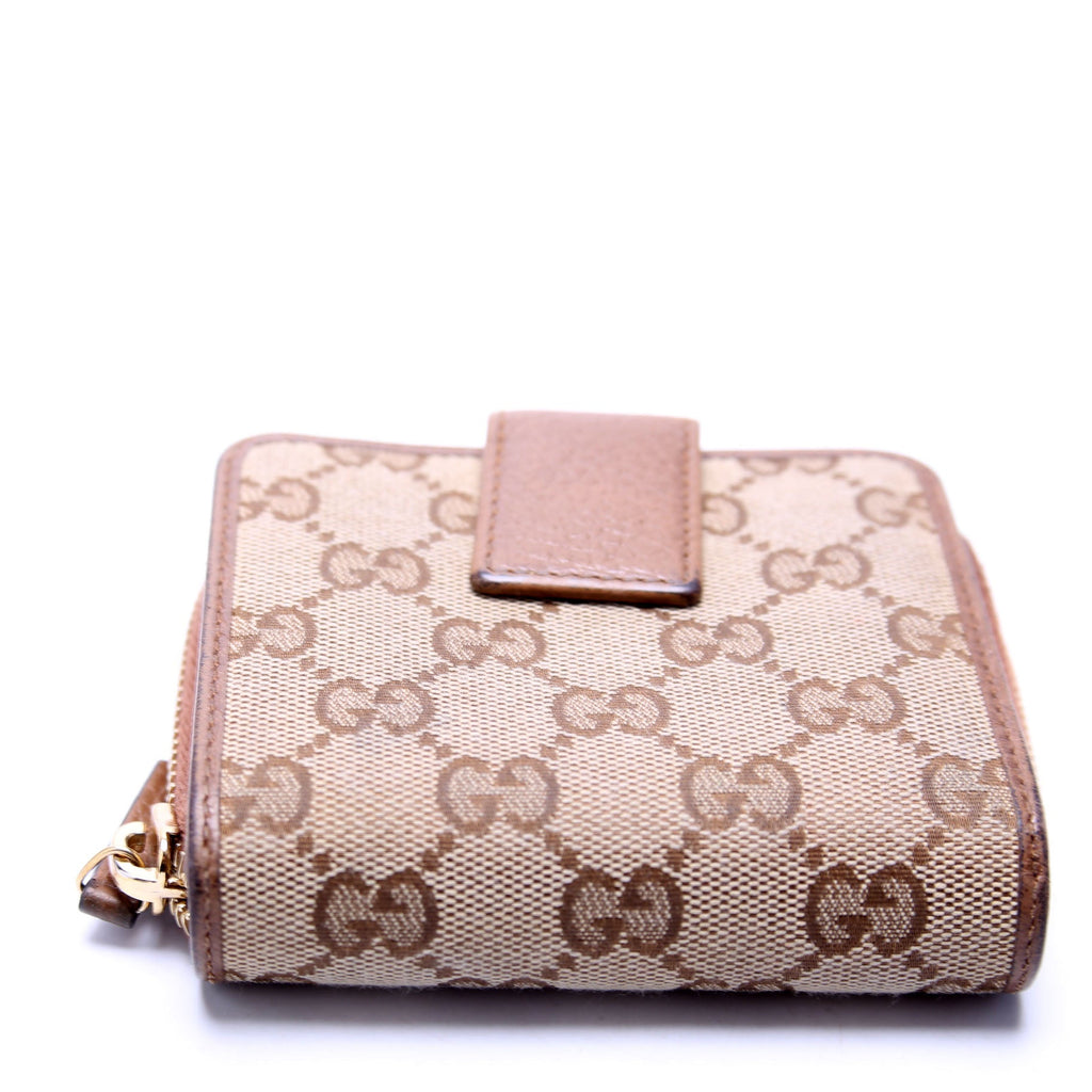 346056 GG Canvas Compact Wallet Brown