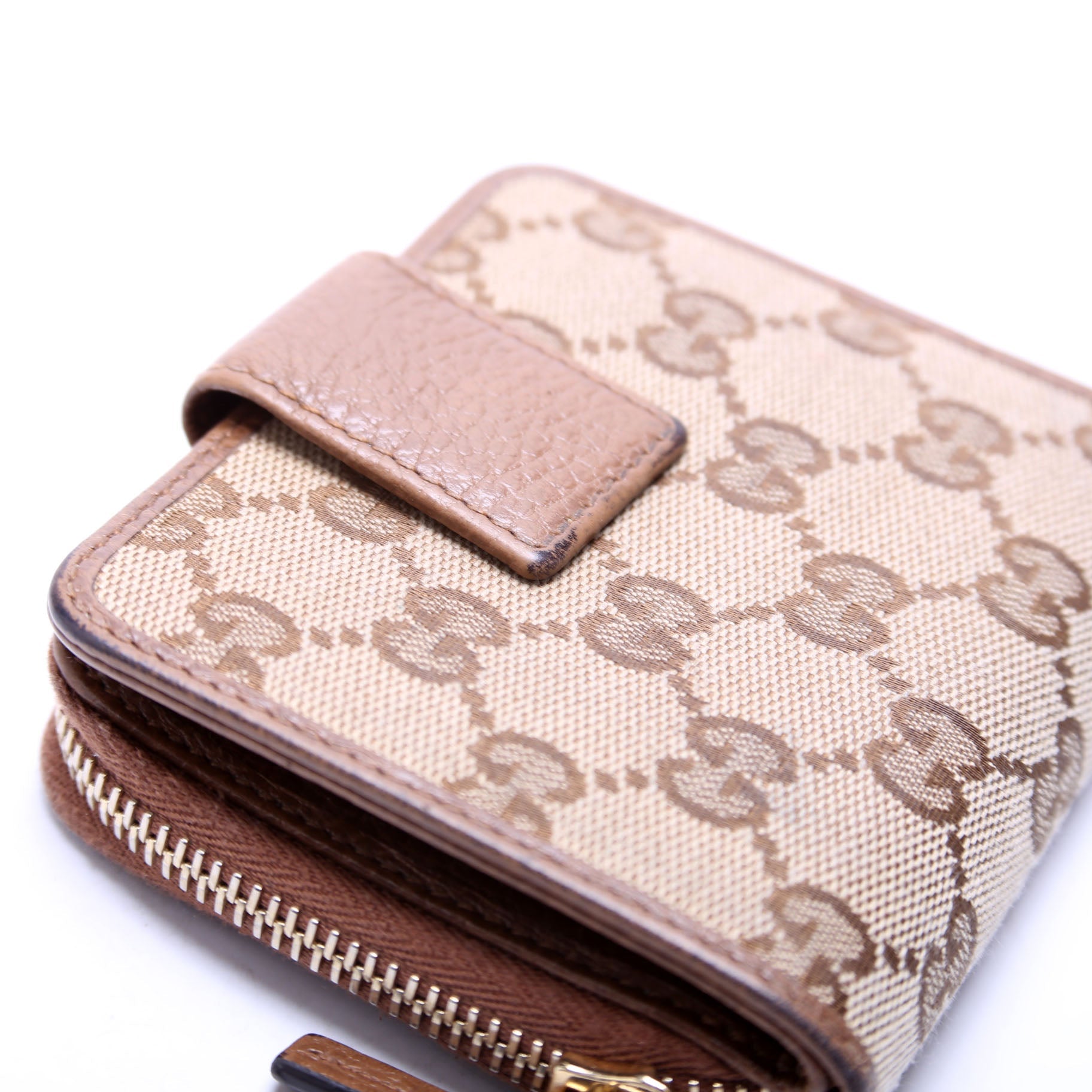 346056 GG Canvas Compact Wallet Brown