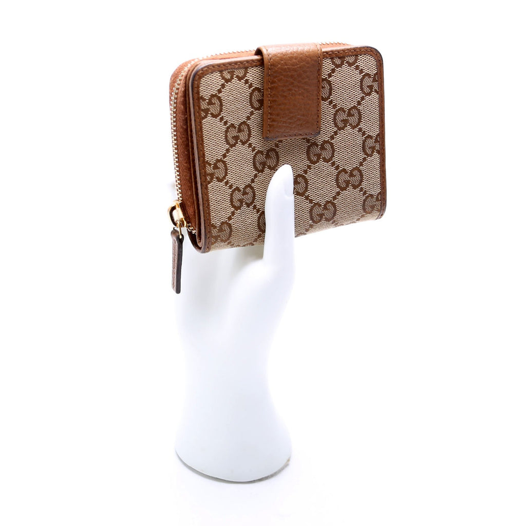 346056 GG Canvas Compact Wallet Brown
