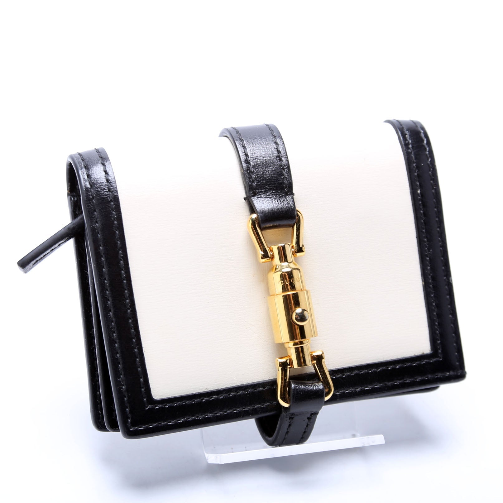 Gucci 645536 Leather Jackie Wallet Black/Cream