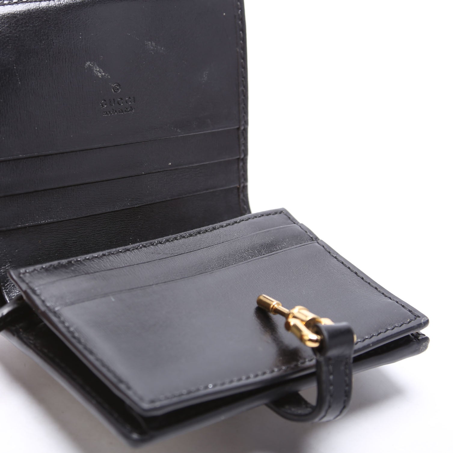 Gucci 645536 Leather Jackie Wallet Black/Cream