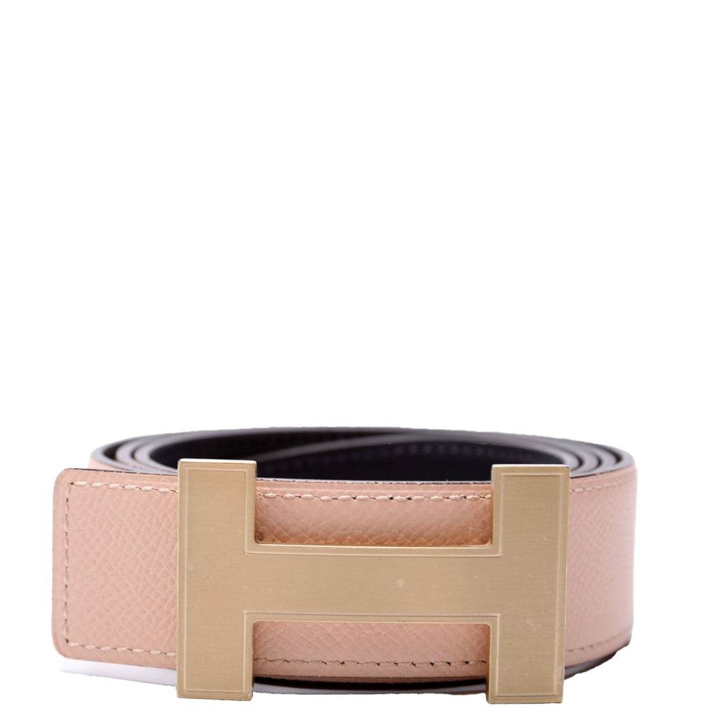 H Focus Reversible Leather Belt Size 90 Pink/Navy