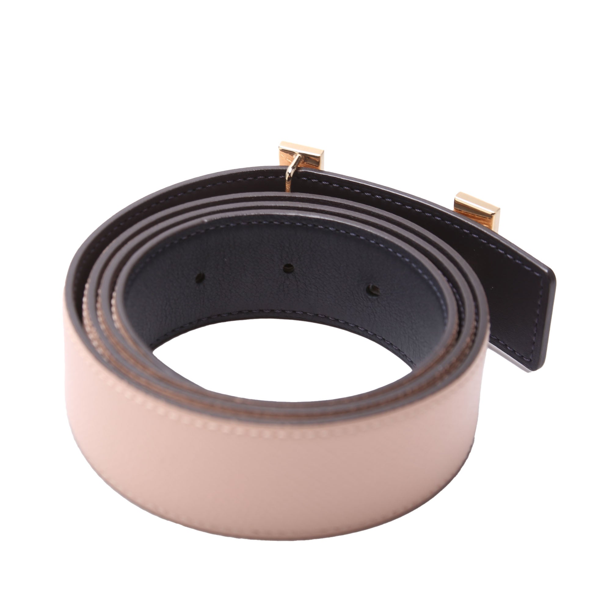 H Focus Reversible Leather Belt Size 90 Pink/Navy
