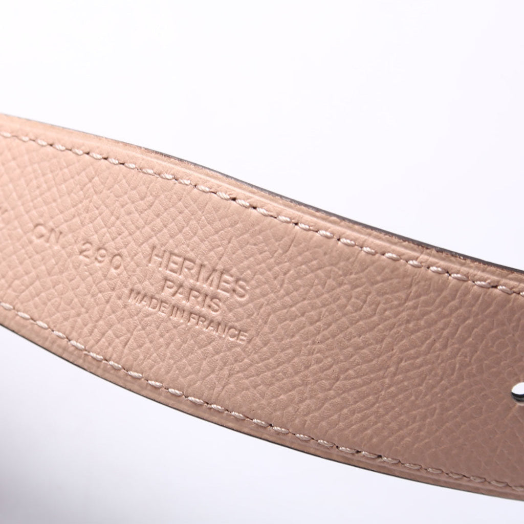 H Focus Reversible Leather Belt Size 90 Pink/Navy