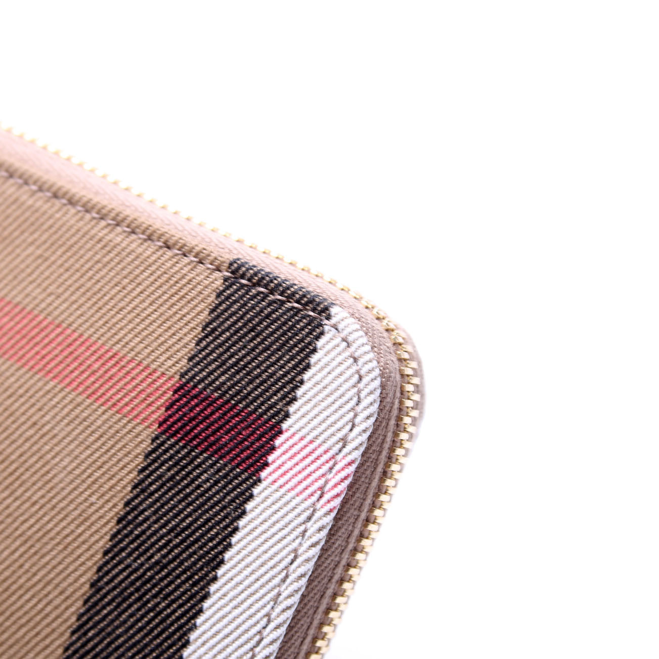 8084519 House Check/Leather Zip Around Wallet Brown