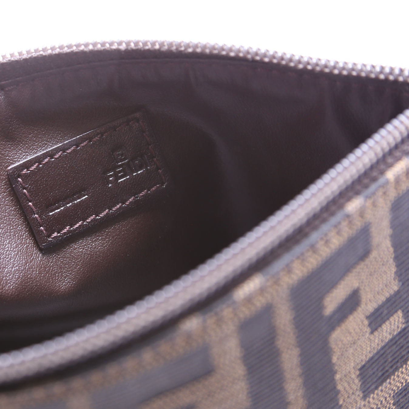 7N0037 Zucca Fabric Mini Cosmetic Pouch Brown