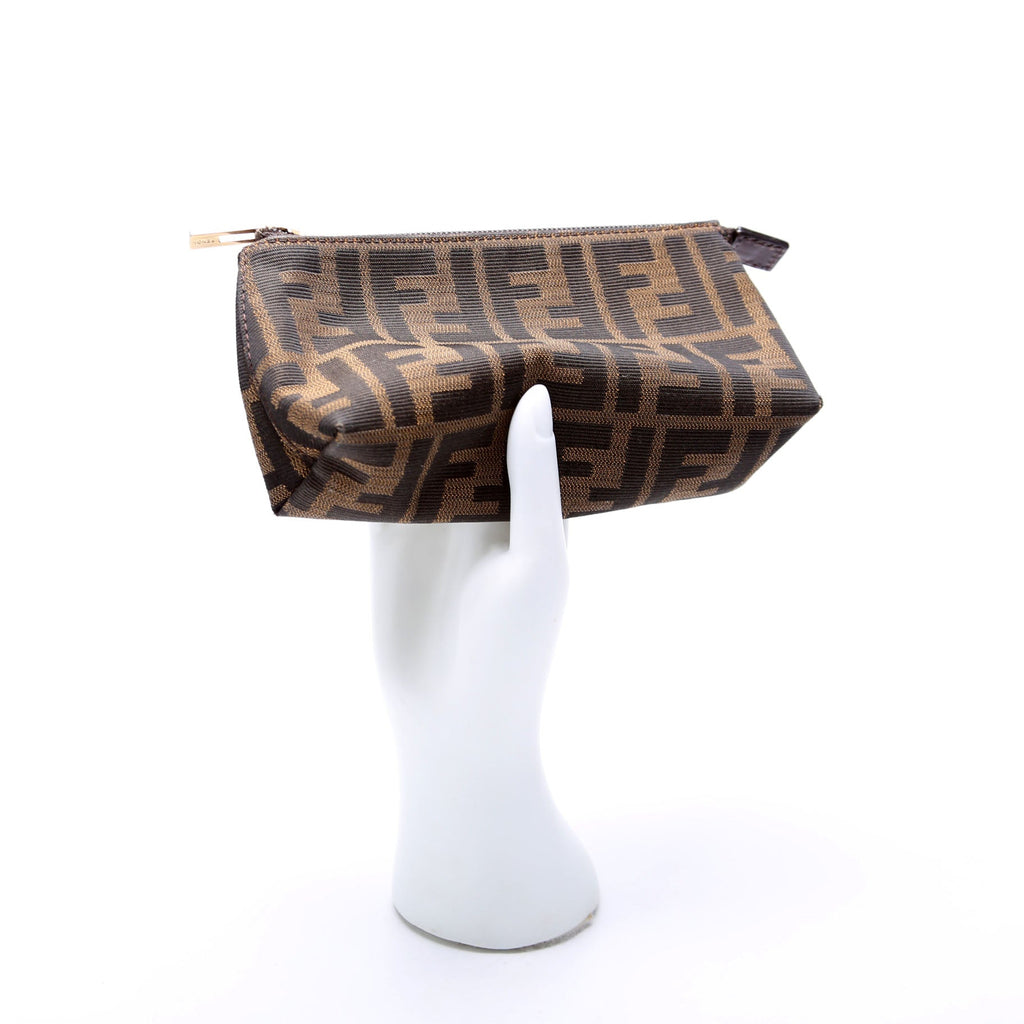 7N0037 Zucca Fabric Mini Cosmetic Pouch Brown