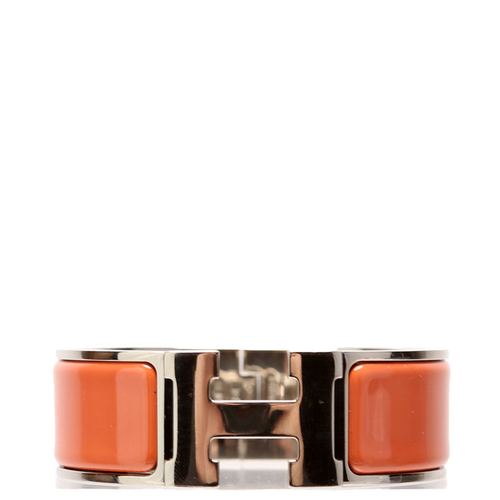 Hermes Clic Clac Wide PM Bracelet Silver/Orange