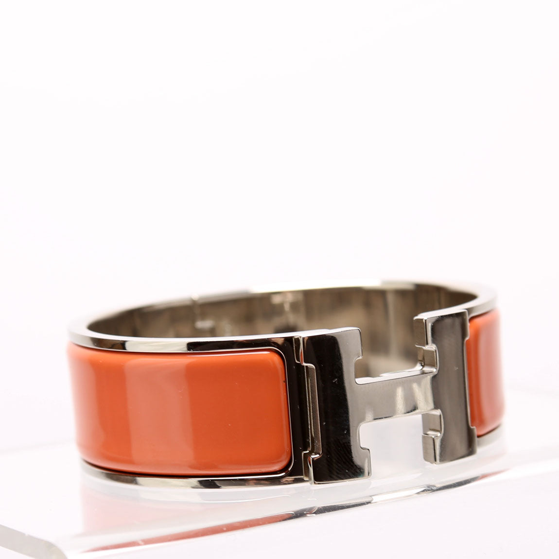 Hermes Clic Clac Wide PM Bracelet Silver/Orange