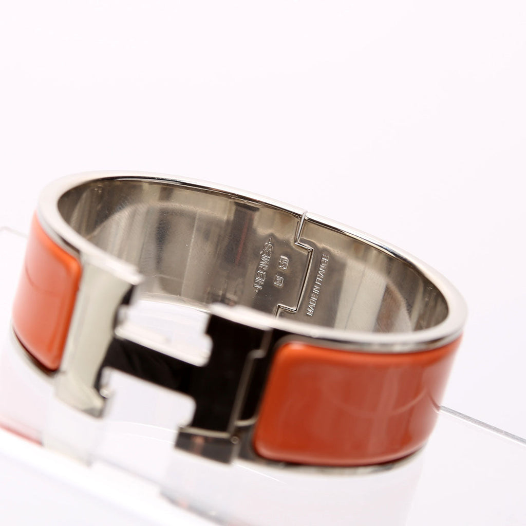 Hermes Clic Clac Wide PM Bracelet Silver/Orange