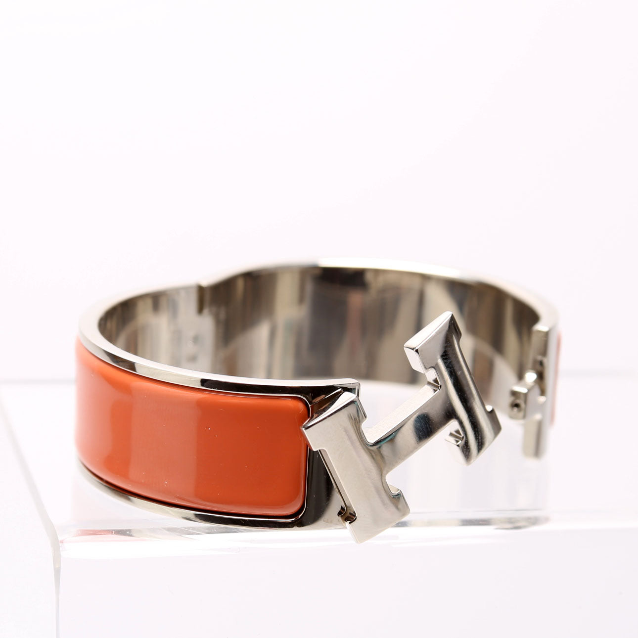 Hermes Clic Clac Wide PM Bracelet Silver/Orange