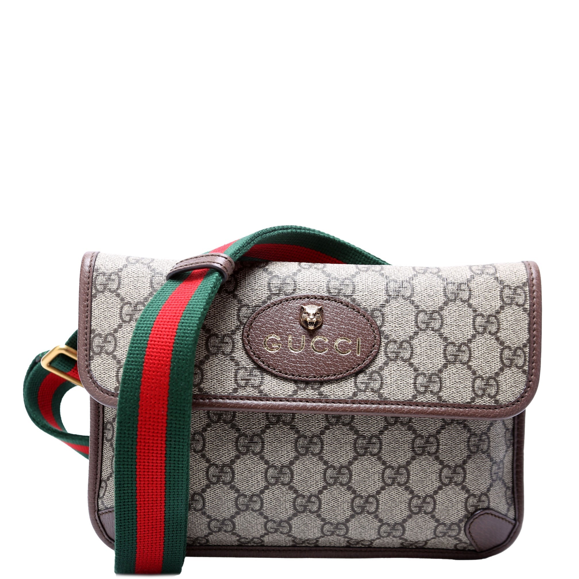 493930 GG Supreme Neo Web Belt Bag Brown