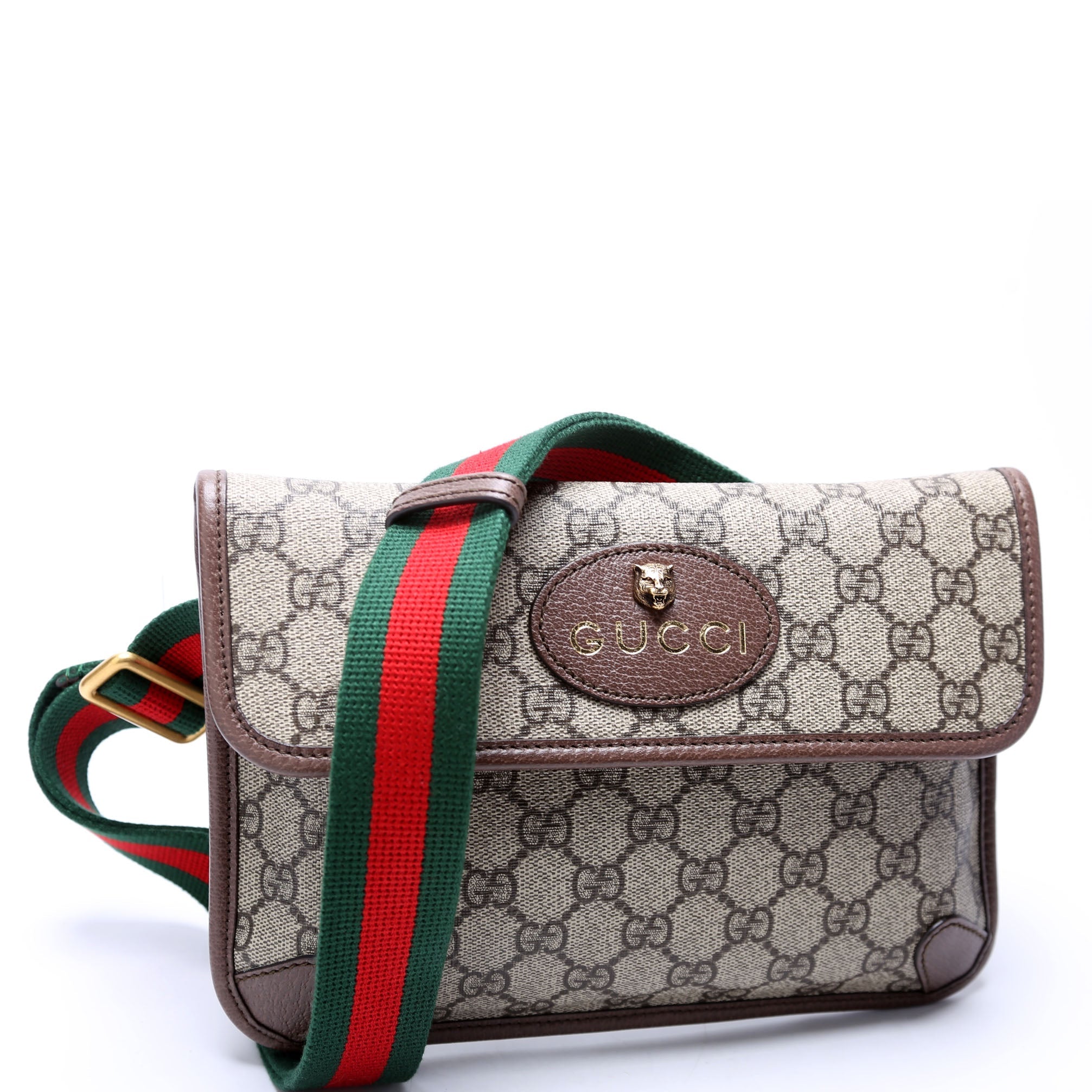 493930 GG Supreme Neo Web Belt Bag Brown