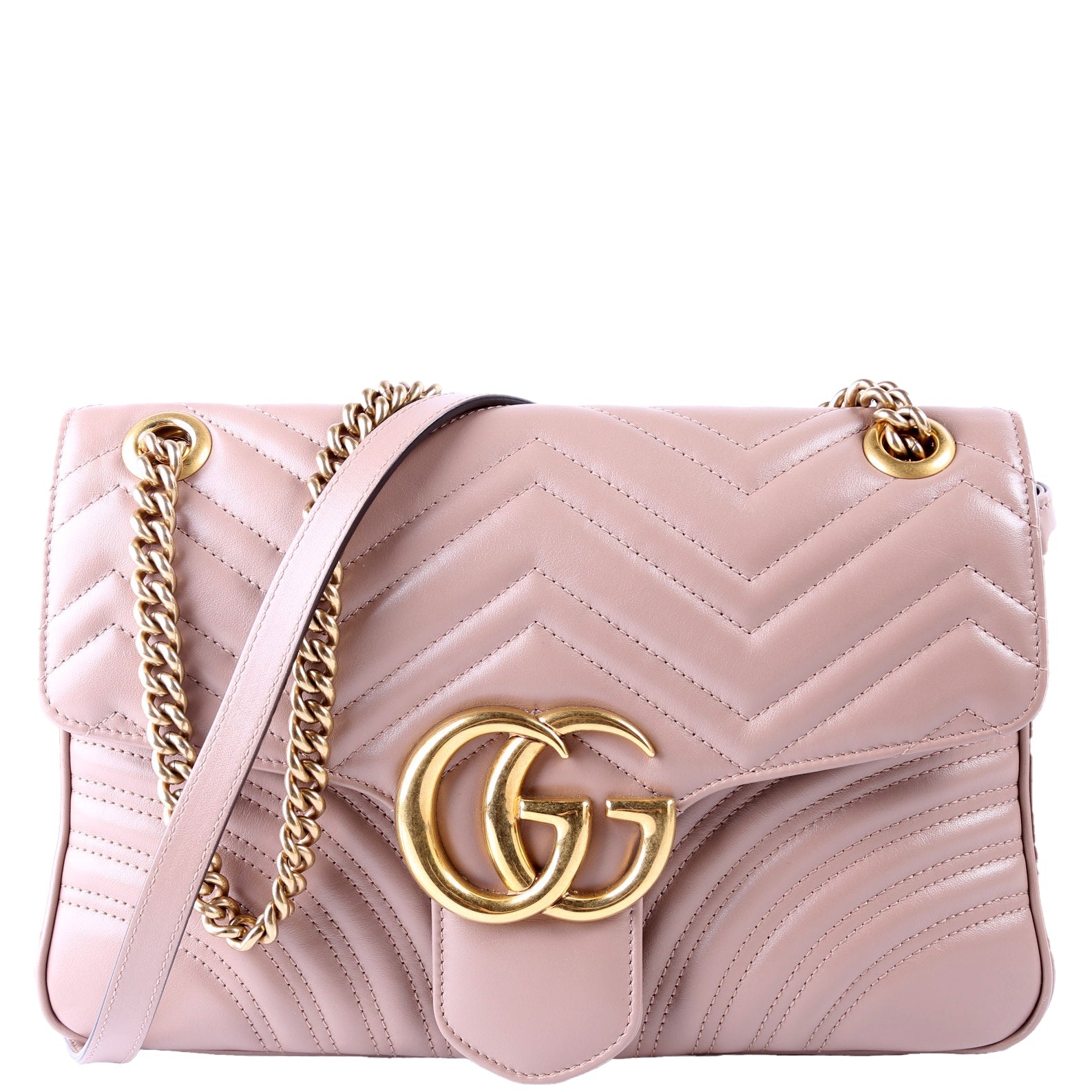 Gucci 443496 Marmont Leather Shoulder Medium Tan