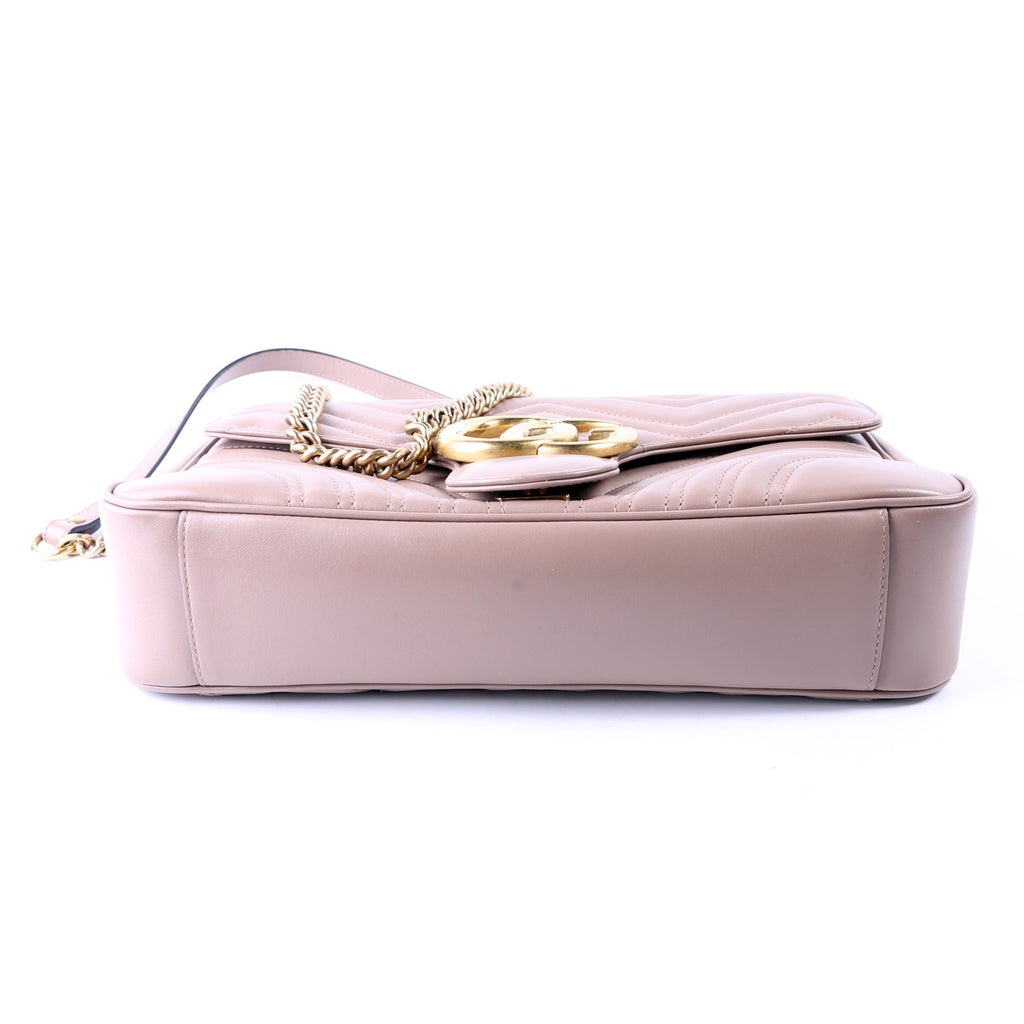Gucci 443496 Marmont Leather Shoulder Medium Tan