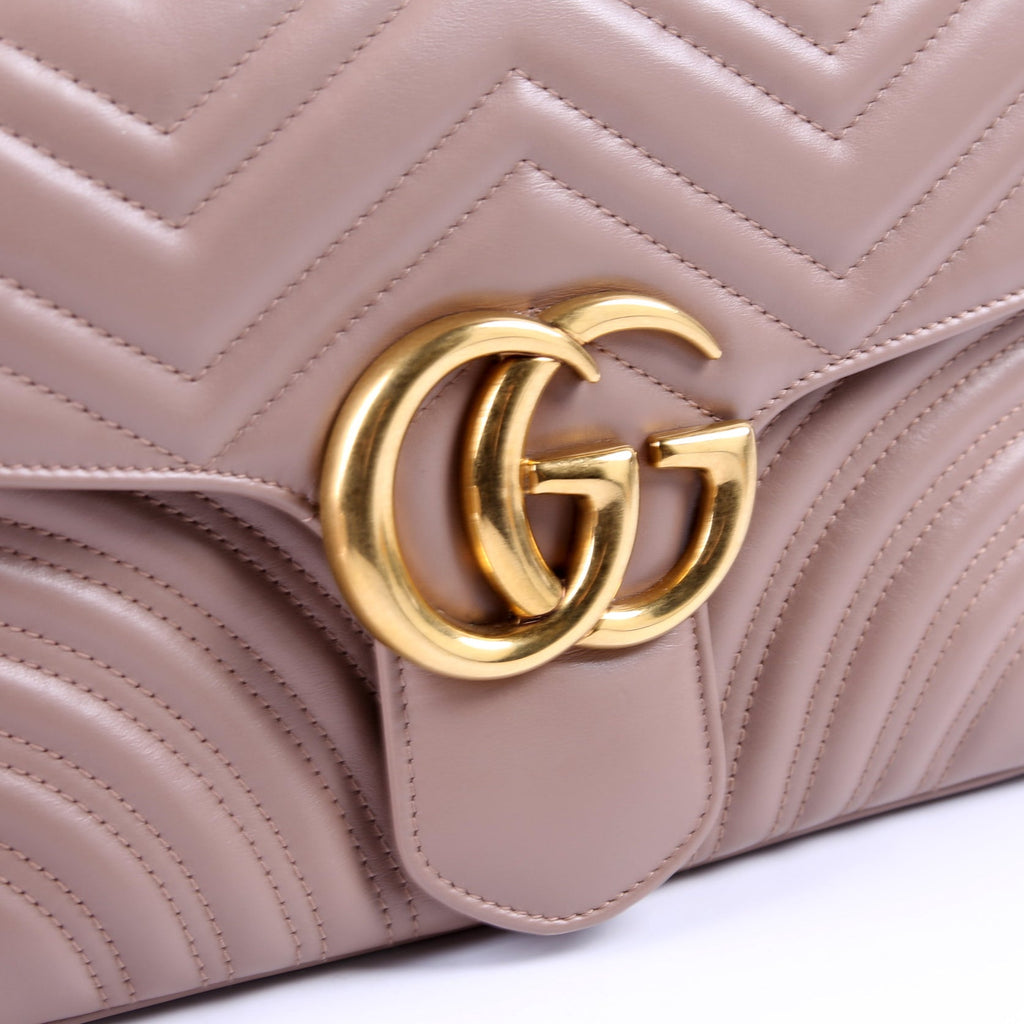 Gucci 443496 Marmont Leather Shoulder Medium Tan