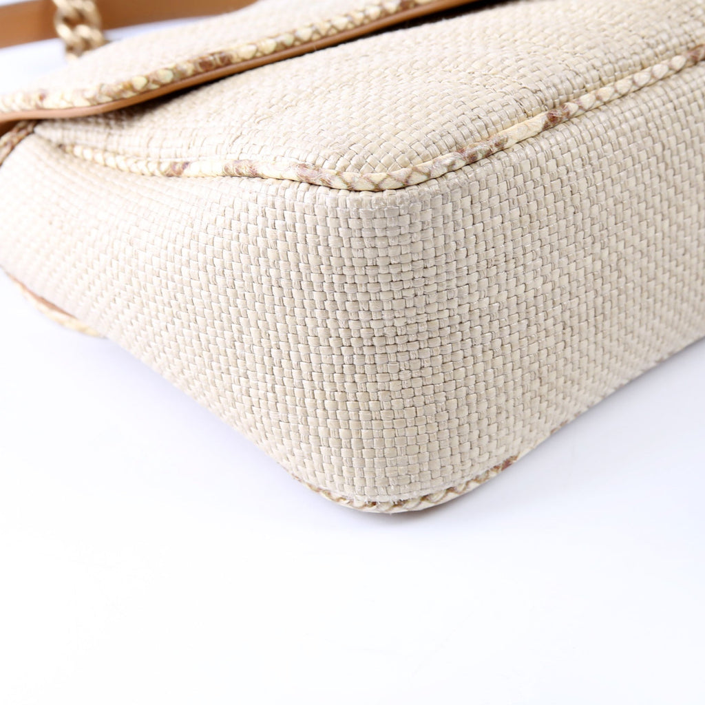 443497 Marmont GG Raffia Snakeskin Shoulder Small Flap
