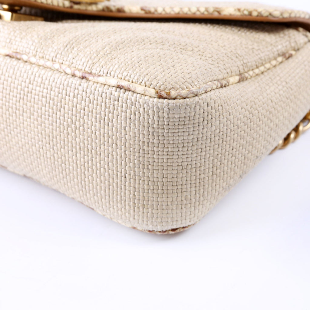 443497 Marmont GG Raffia Snakeskin Shoulder Small Flap