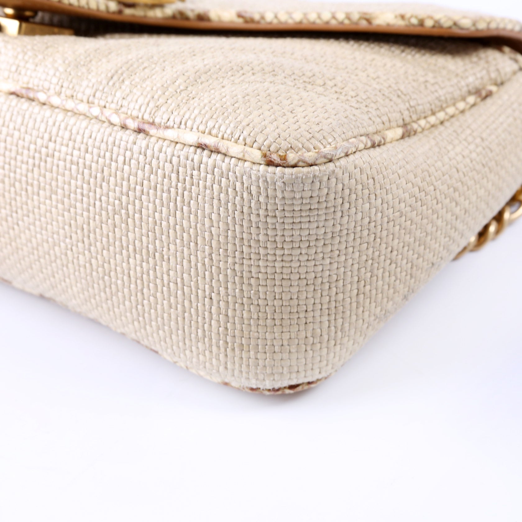 443497 Marmont GG Raffia Snakeskin Shoulder Small Flap