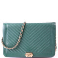 Wallet On Chain Boy Chevron Caviar Leather Green