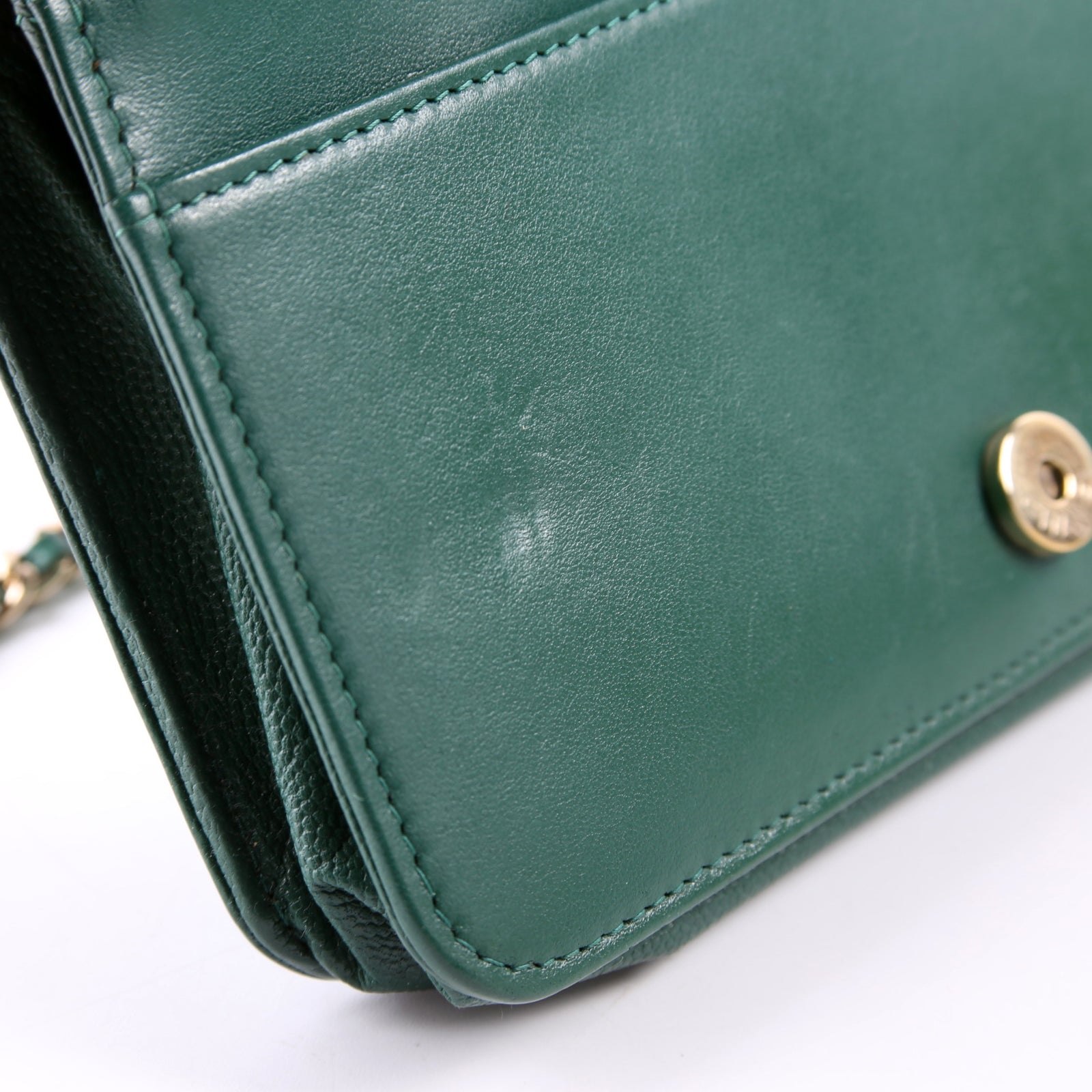 Wallet On Chain Boy Chevron Caviar Leather Green